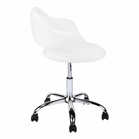 Homeroots 29 in. White Leather LookFoamMDF & Metal Office Chair with a Lift Base 333468